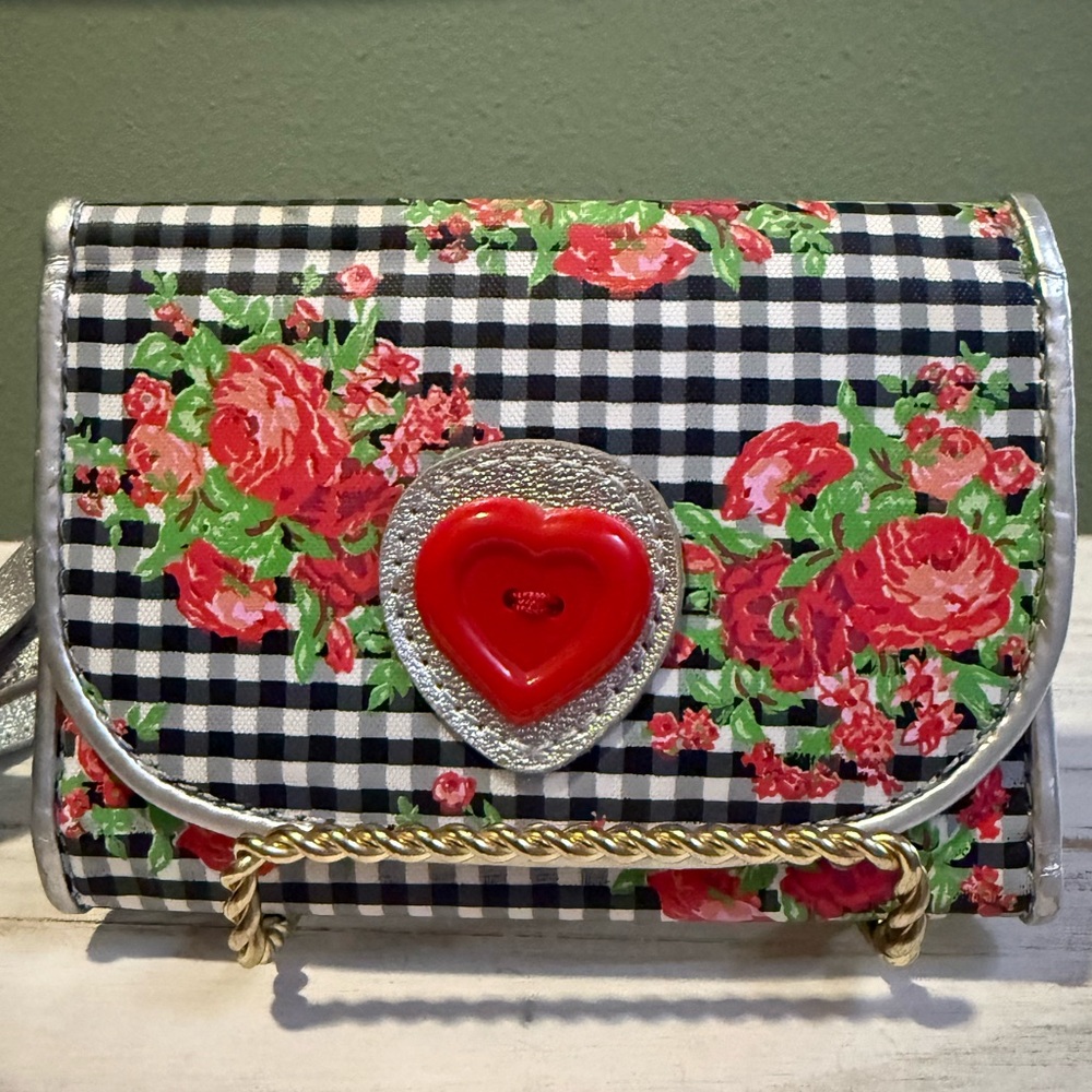 NWOT  - Betsey Johnson Betseyville Floral And Gingham Small Wallet